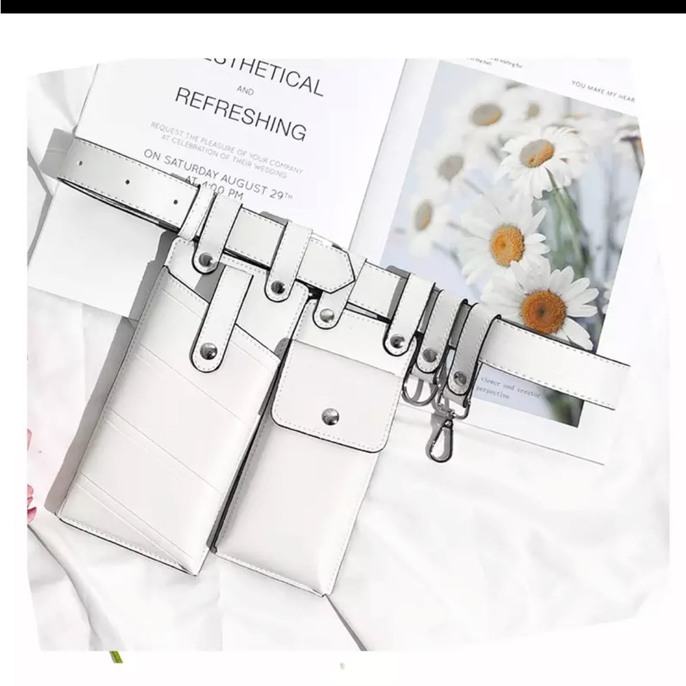 White 2 pc waist bag
